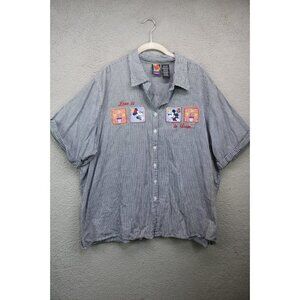 Mickey Unlimited Vintage Disney Embroidered Short Sleeve Button-Up Top-26W-28W